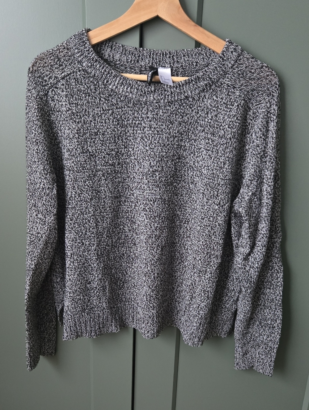 H&M Black & White Marled Crewneck Sweater